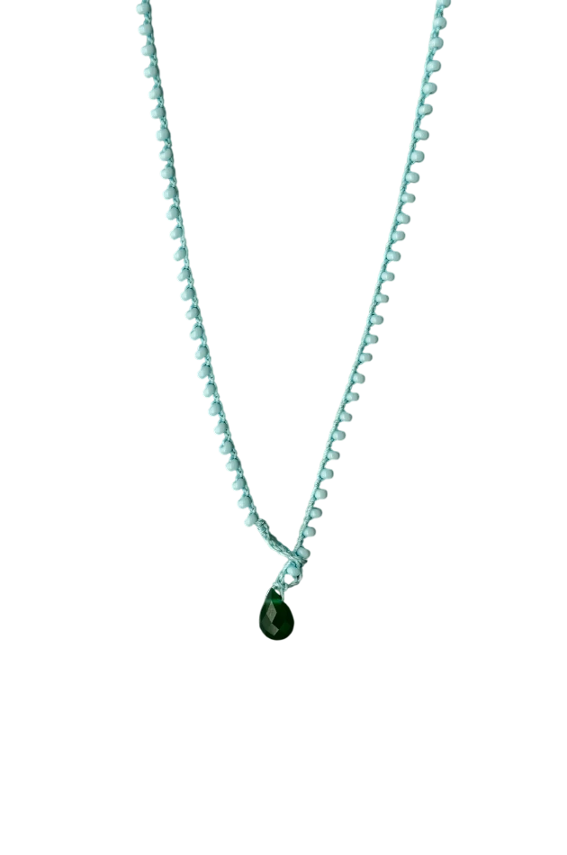 girocollo celeste semplice con chiusura in goccia di pietra dura